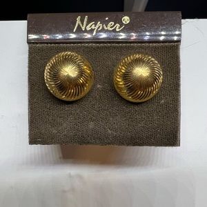 #13 Signed Napier swirl round Earrings